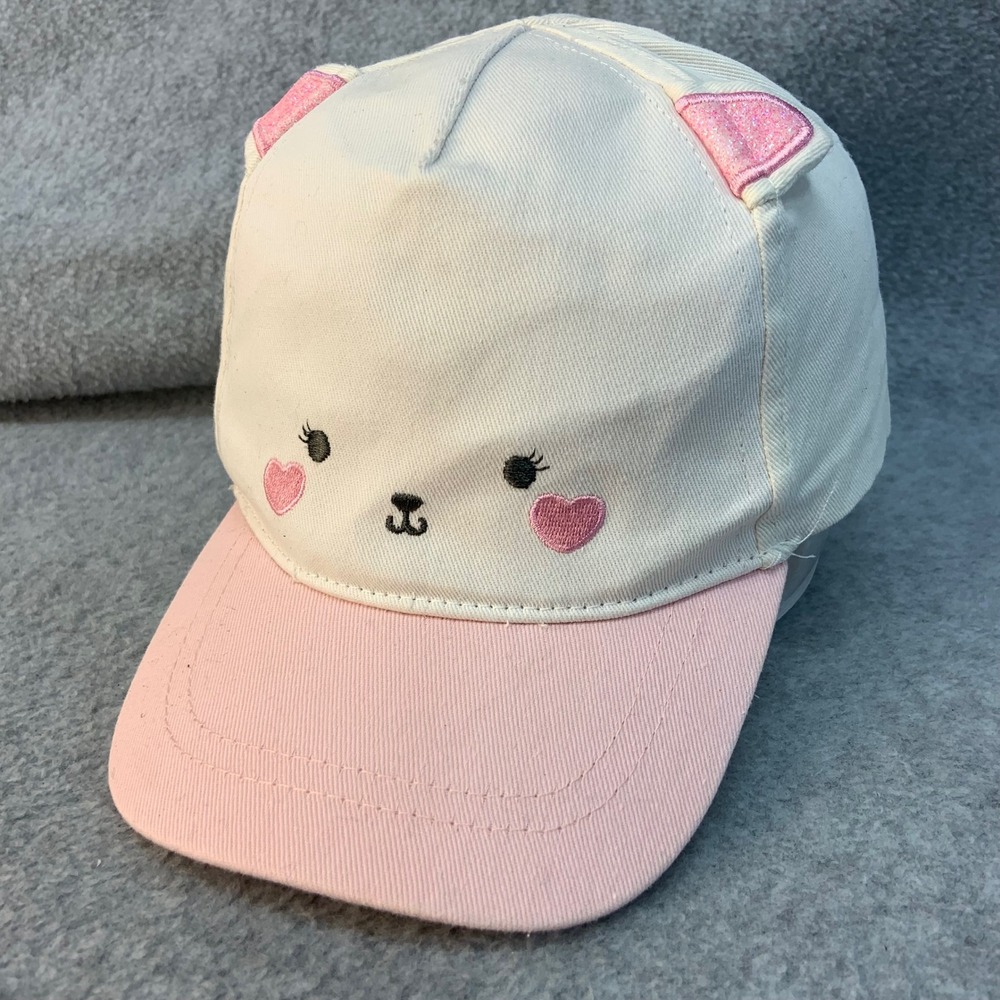 Embroidered Animal Face Kids Pink LC Waikiki Baseball Cap Glitter Ears 3Y-6Y